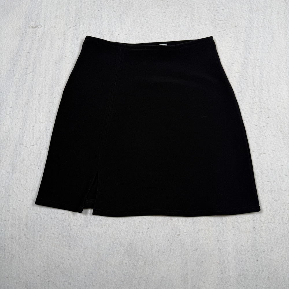 Derek Heart Womens Black Ribbed Knit Side Slit Mini Skirt Size M